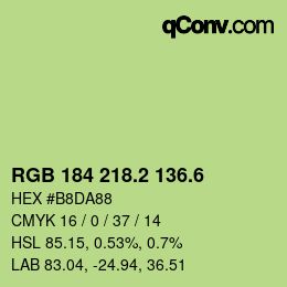 カラーコード: RGB 184 218.2 136.6 | qconv.com