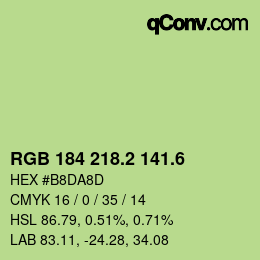 カラーコード: RGB 184 218.2 141.6 | qconv.com