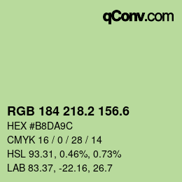 カラーコード: RGB 184 218.2 156.6 | qconv.com