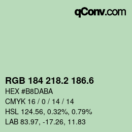 カラーコード: RGB 184 218.2 186.6 | qconv.com