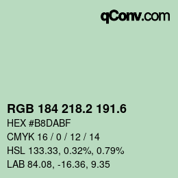 カラーコード: RGB 184 218.2 191.6 | qconv.com