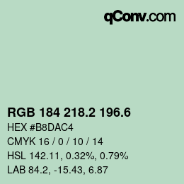 カラーコード: RGB 184 218.2 196.6 | qconv.com