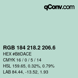 カラーコード: RGB 184 218.2 206.6 | qconv.com