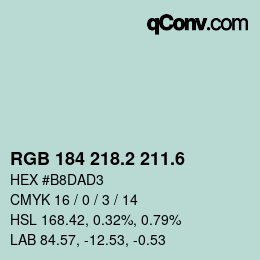 カラーコード: RGB 184 218.2 211.6 | qconv.com