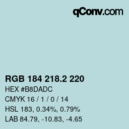 カラーコード: RGB 184 218.2 220 | qconv.com
