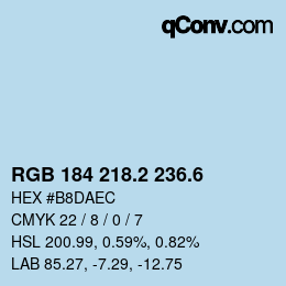 カラーコード: RGB 184 218.2 236.6 | qconv.com
