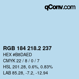 カラーコード: RGB 184 218.2 237 | qconv.com