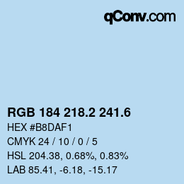 カラーコード: RGB 184 218.2 241.6 | qconv.com