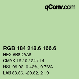 カラーコード: RGB 184 218.6 166.6 | qconv.com