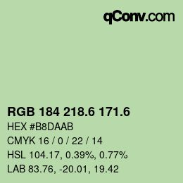 カラーコード: RGB 184 218.6 171.6 | qconv.com