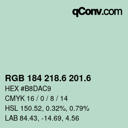 カラーコード: RGB 184 218.6 201.6 | qconv.com
