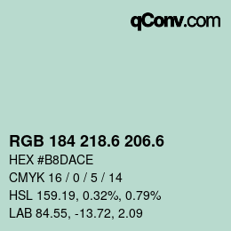 カラーコード: RGB 184 218.6 206.6 | qconv.com