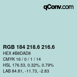 カラーコード: RGB 184 218.6 216.6 | qconv.com