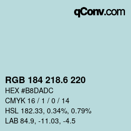 カラーコード: RGB 184 218.6 220 | qconv.com