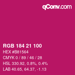 カラーコード: RGB 184 21 100 | qconv.com