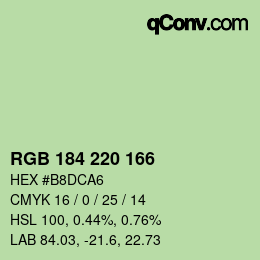 Color code: RGB 184 220 166 | qconv.com