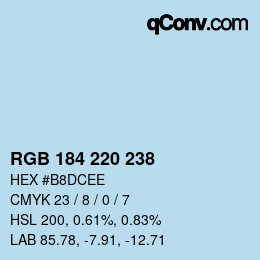 Color code: RGB 184 220 238 | qconv.com