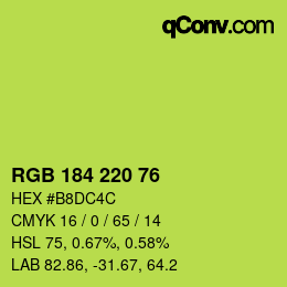 Color code: RGB 184 220 76 | qconv.com