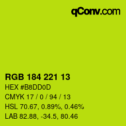 カラーコード: RGB 184 221 13 | qconv.com
