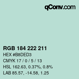 Color code: RGB 184 222 211 | qconv.com