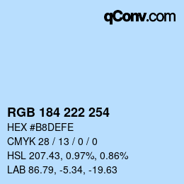 カラーコード: RGB 184 222 254 | qconv.com