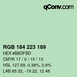 カラーコード: RGB 184 223 189 | qconv.com