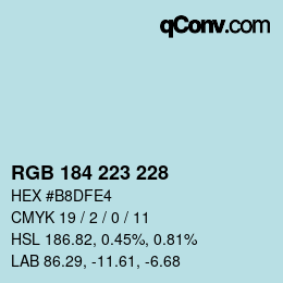 Color code: RGB 184 223 228 | qconv.com