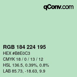 Color code: RGB 184 224 195 | qconv.com