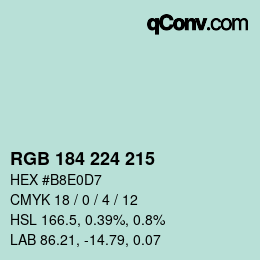 Color code: RGB 184 224 215 | qconv.com