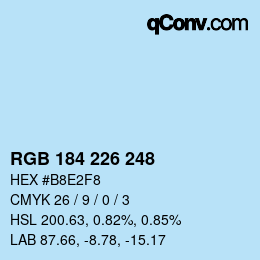 Color code: RGB 184 226 248 | qconv.com