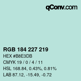 颜色代码: RGB 184 227 219 | qconv.com