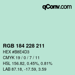 カラーコード: RGB 184 228 211 | qconv.com