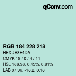 Color code: RGB 184 228 218 | qconv.com