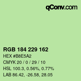 Color code: RGB 184 229 162 | qconv.com