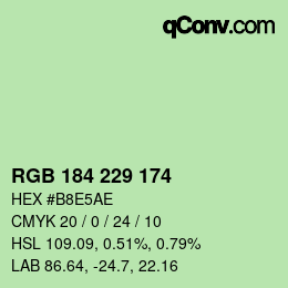 Color code: RGB 184 229 174 | qconv.com