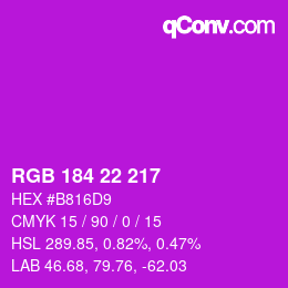 颜色代码: RGB 184 22 217 | qconv.com