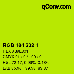 Color code: RGB 184 232 1 | qconv.com