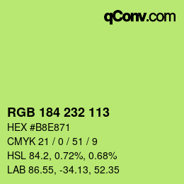 Color code: RGB 184 232 113 | qconv.com
