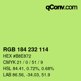 Color code: RGB 184 232 114 | qconv.com