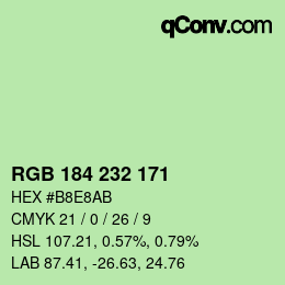 Color code: RGB 184 232 171 | qconv.com
