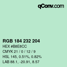 カラーコード: RGB 184 232 204 | qconv.com