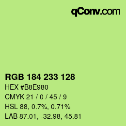 Color code: RGB 184 233 128 | qconv.com