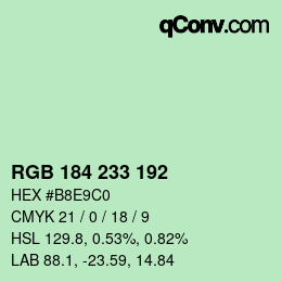 Color code: RGB 184 233 192 | qconv.com