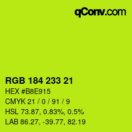 Color code: RGB 184 233 21 | qconv.com