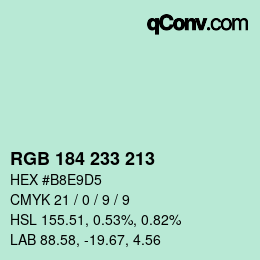 Color code: RGB 184 233 213 | qconv.com