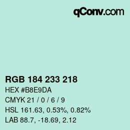Color code: RGB 184 233 218 | qconv.com