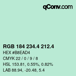 カラーコード: RGB 184 234.4 212.4 | qconv.com