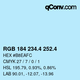 カラーコード: RGB 184 234.4 252.4 | qconv.com