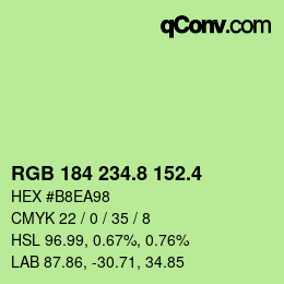 カラーコード: RGB 184 234.8 152.4 | qconv.com