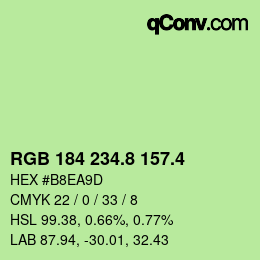 カラーコード: RGB 184 234.8 157.4 | qconv.com